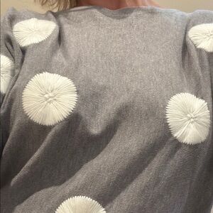 Gray Sweater with White Circle Accents